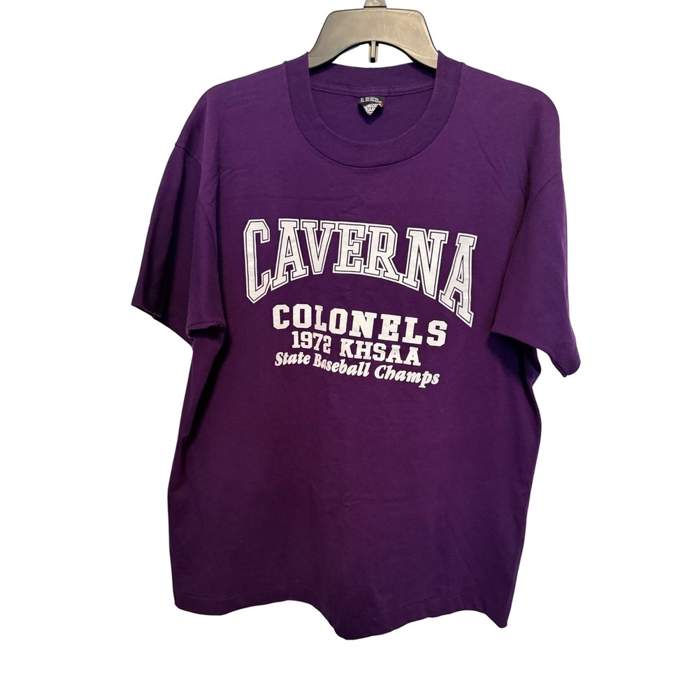 Vintage Caverna Colonels 1972 KHSAA State‎ Baseball Champs T-Shirt XL Single St